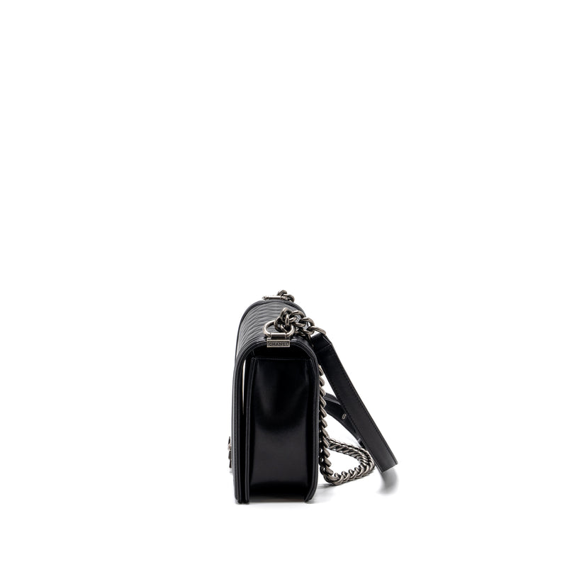 Chanel New Medium Boy Bag Lambskin Black Ruthenium Hardware