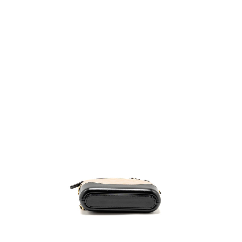 Chanel Gabrielle double zip Clutch on Chain calfskin beige / black multicolor hardware