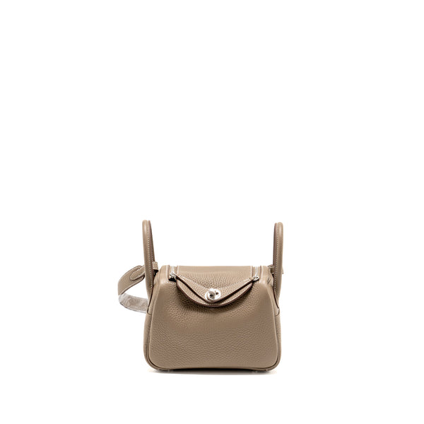 HERMES Mini Lindy II Clemence Etoupe SHW Stamp W