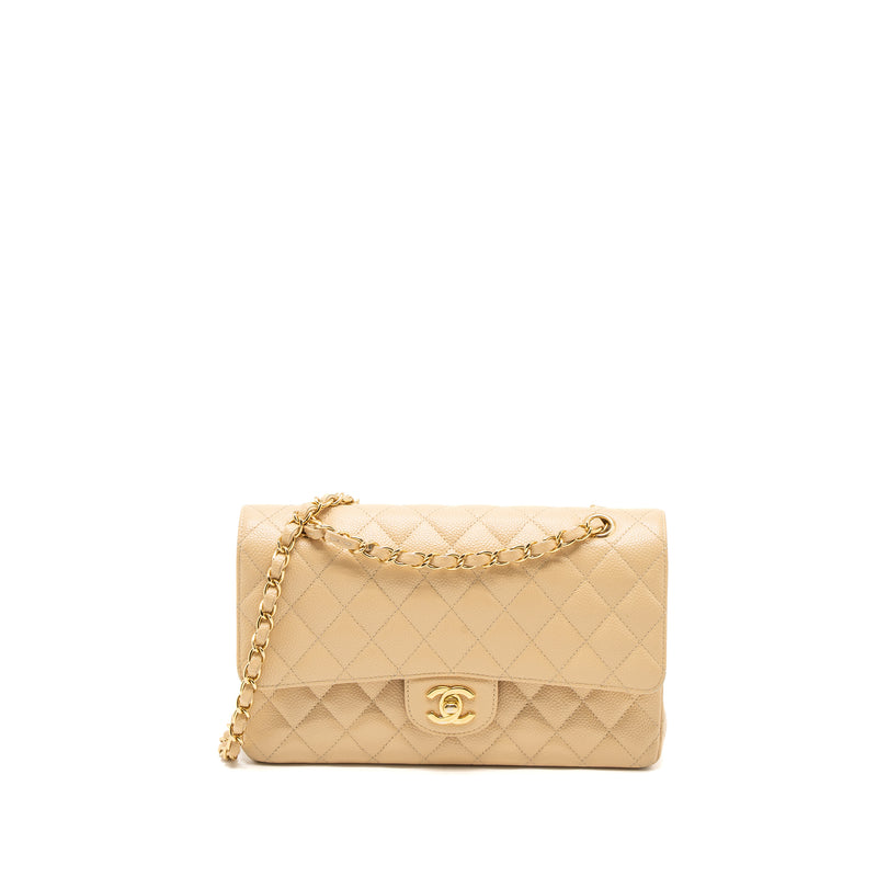 Chanel Medium Classic Double Flap Bag Caviar Beige GHW