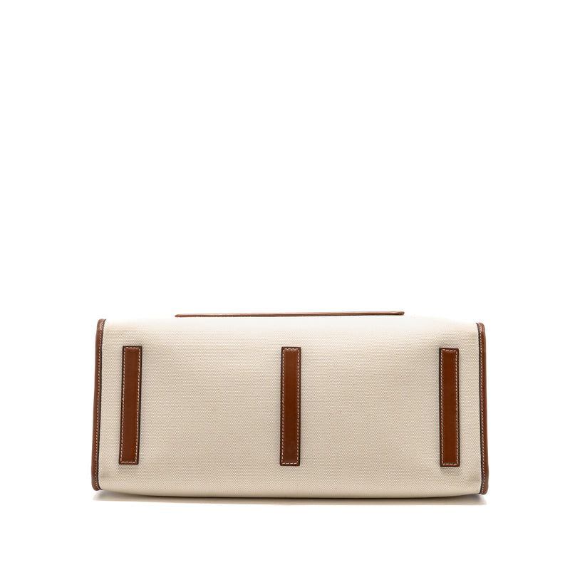 Burberry Medium Freya Tote Canvas/Leather Natural/Tan GHW