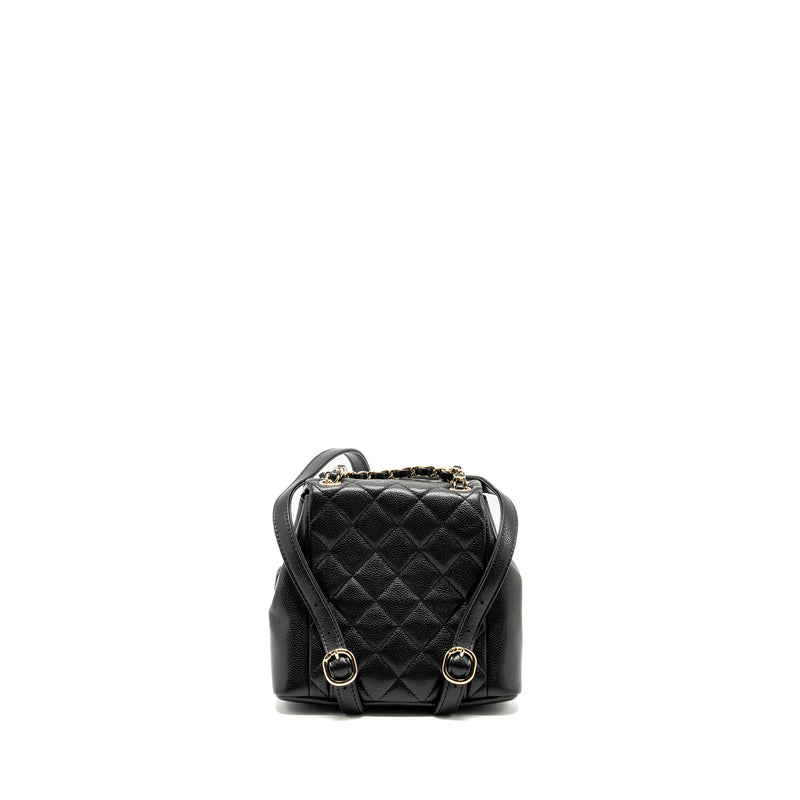 CHANEL 24A Mini Duma Backpack Grained Calfskin Black LGHW (Microchip)