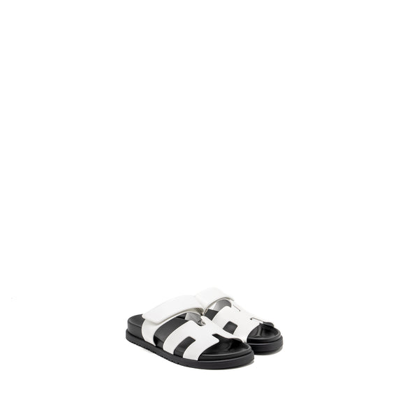 Hermes Size 36.5 Chypre Sandals Calfskin White / Black