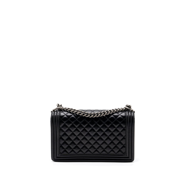 Chanel New Medium Boy Bag Lambskin Black Ruthenium Hardware