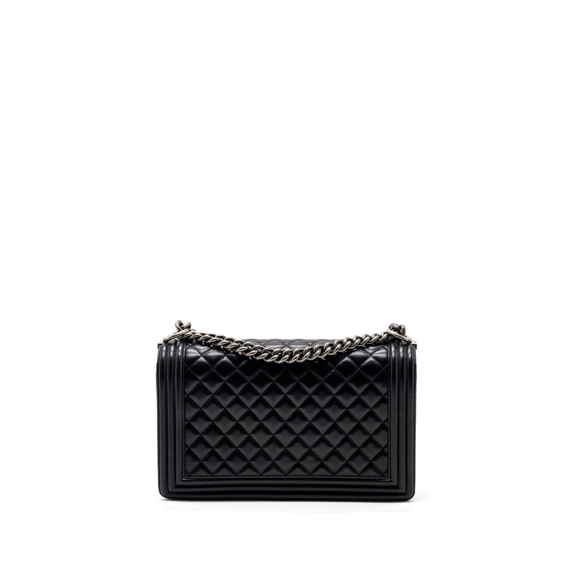Chanel New Medium Boy Bag Lambskin Black Ruthenium Hardware