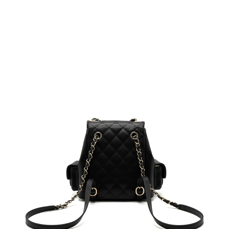 Chanel 23k Triple Pocket Backpack Caviar Black LGHW(Microchip)