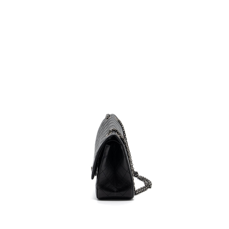 Chanel Large 2.55 Reissue Flap Bag Aged Calfskin Black Ruthenium Hardware (microchip)
