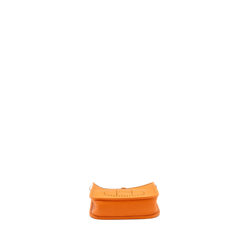 Hermes Mini Evelyne Clemence Orange SHW Stamp W