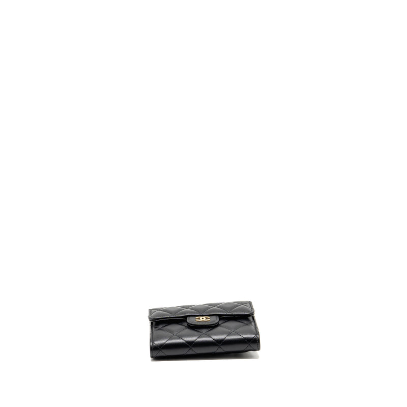Chanel Small Classic Compact Wallet Lambskin Black LGHW (Microchip)