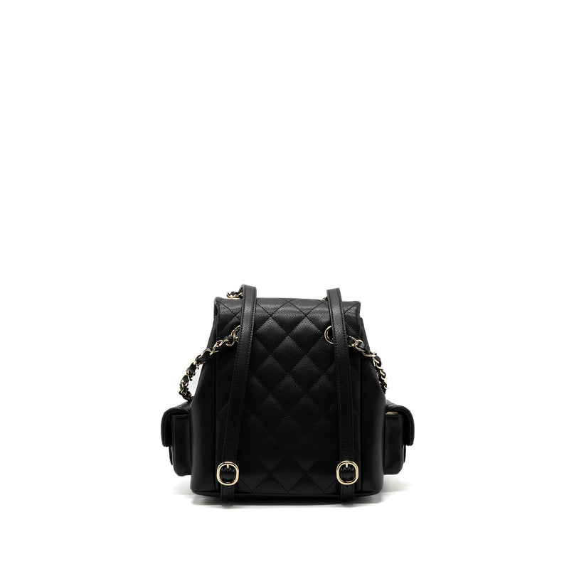 Chanel 23k Triple Pocket Backpack Caviar Black LGHW(Microchip)