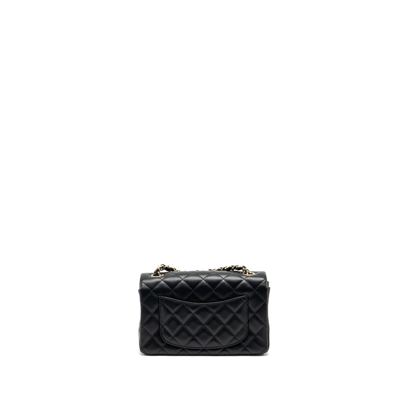 Chanel mini rectangular flap bag lambskin black LGHW (Microchip)