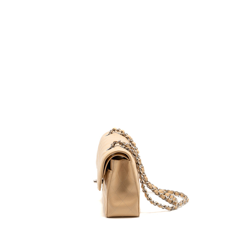 Chanel Small Classic Double Flap Bag Caviar Beige SHW (microchip)