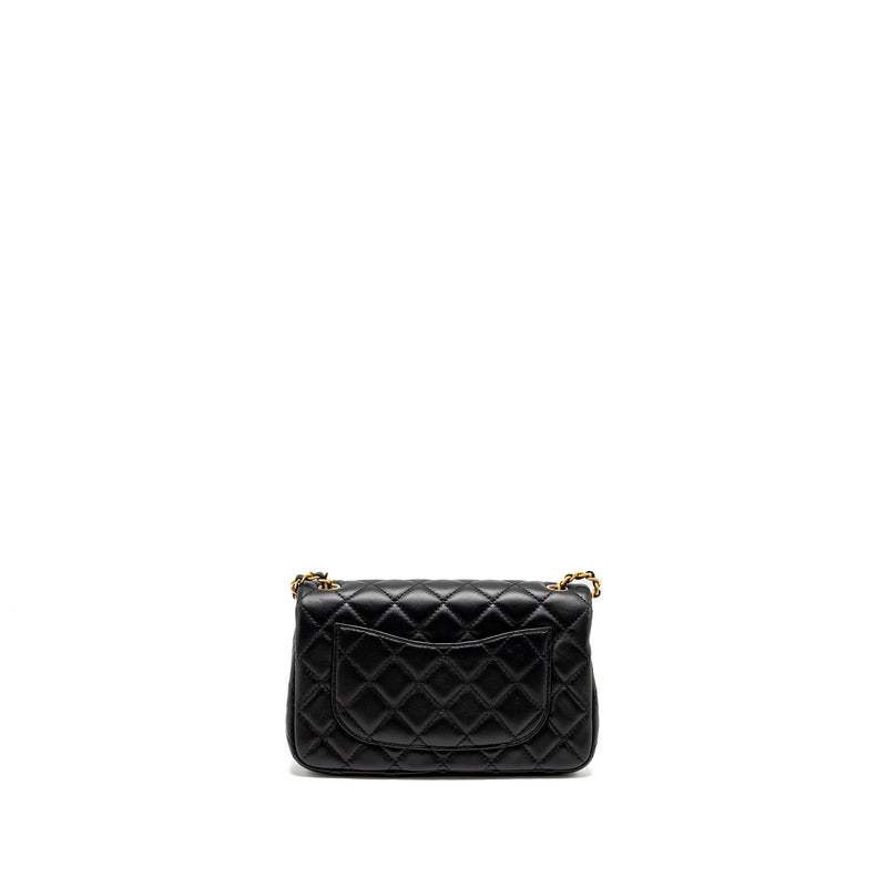 Chanel Pearl Crush Mini Rectangular Flap Bag Lambskin BLACK GHW (Microchip)