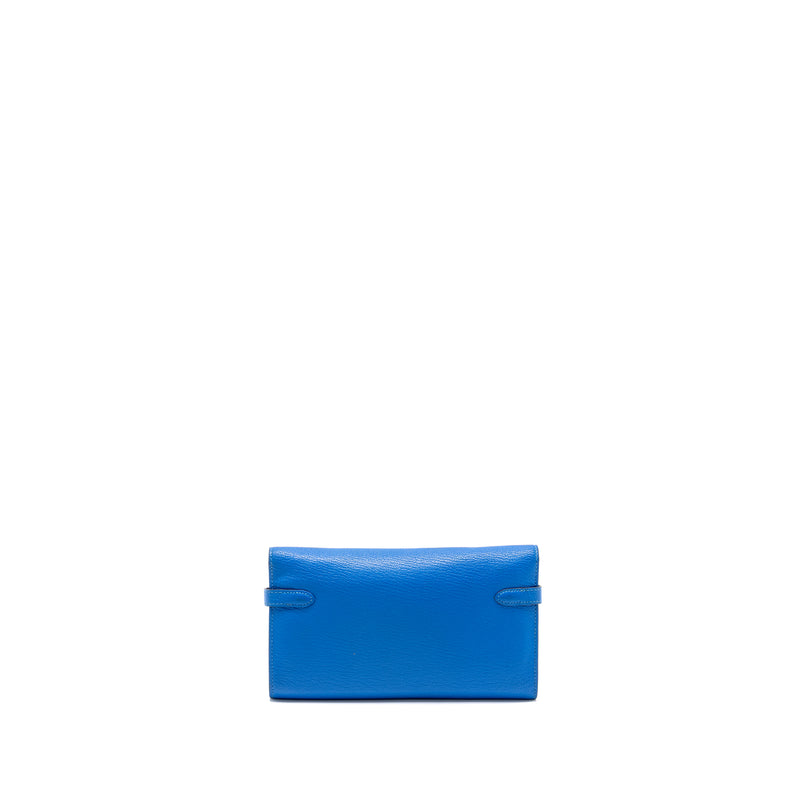 Hermes Kelly Long Wallet Chèvre Mysore Blue Hydra SHW Stamp X