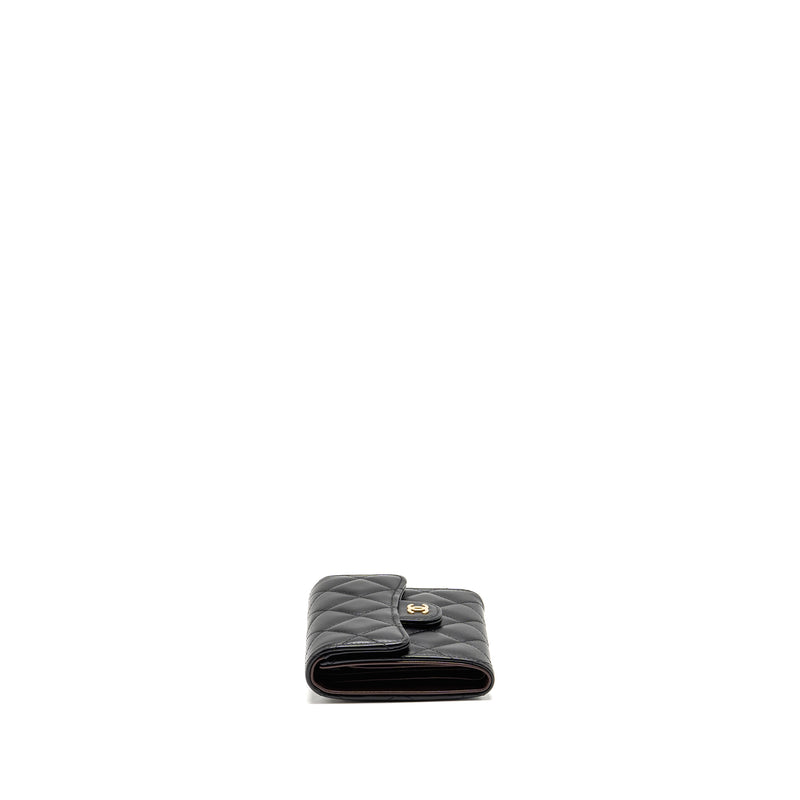 Chanel Small Classic Compact Wallet Lambskin Black LGHW (Microchip)
