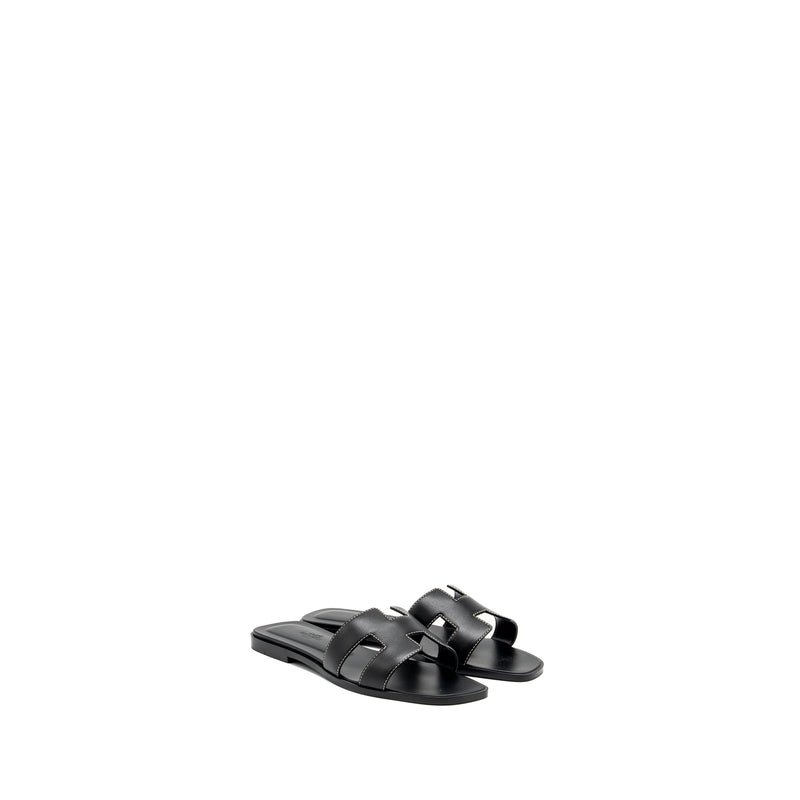 Hermes size 37.5 Oran sandals calfskin black