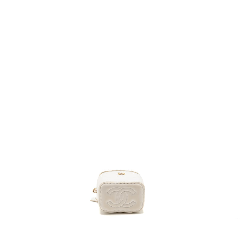 Chanel Pearl Crush Mini Vanity with Chain Lambskin White LGHW (Microchip)