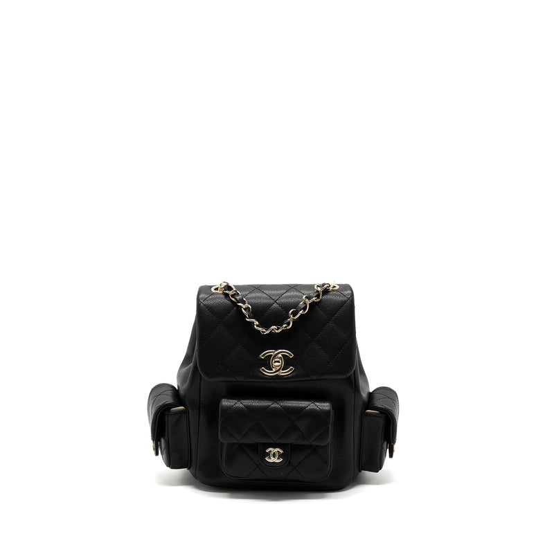 Chanel 23k Triple Pocket Backpack Caviar Black LGHW(Microchip)