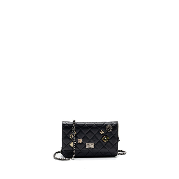 Chanel 2.55 Reissue Lucky Charms Wallet On Chain Aged Calfskin Black Ruthenium Hardware