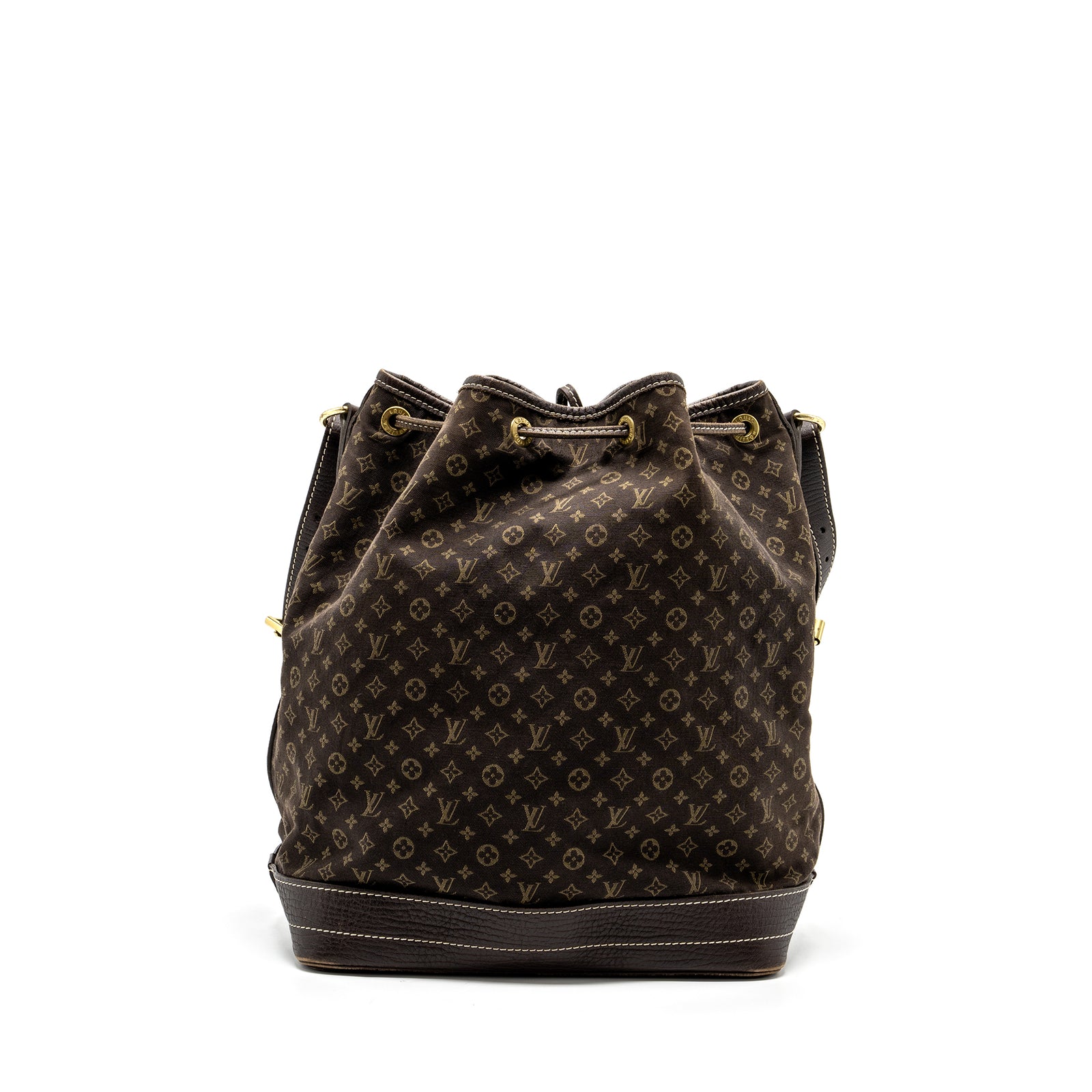 Louis Vuitton Lin Noe Bag Fabric Leather EBENE GHW