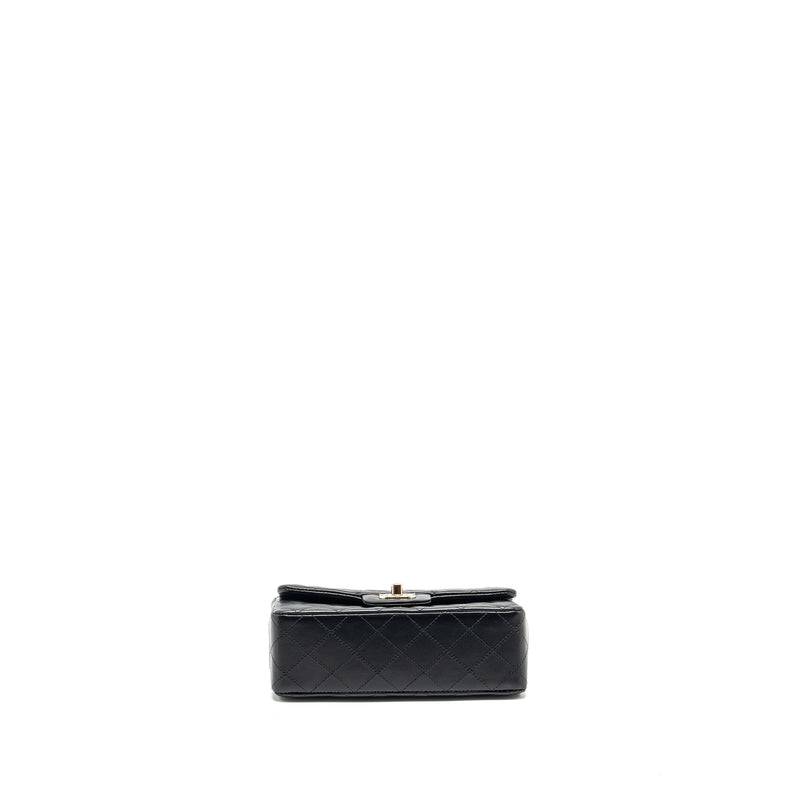 Chanel mini rectangular flap bag lambskin black LGHW (Microchip)