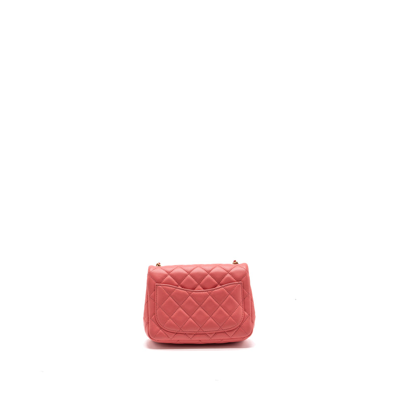 Chanel Pearl Crush Mini Square Flap Bag Lambskin Pink GHW