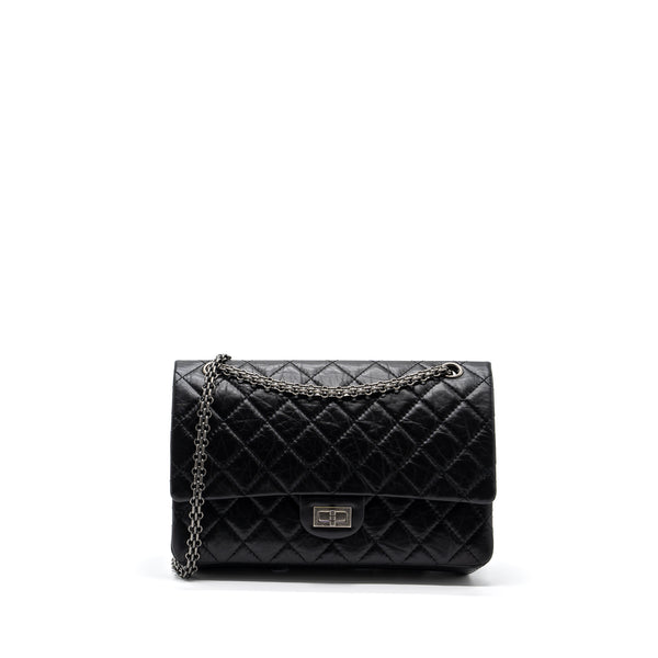 Chanel Large 2.55 Reissue Flap Bag Aged Calfskin Black Ruthenium Hardware (microchip)