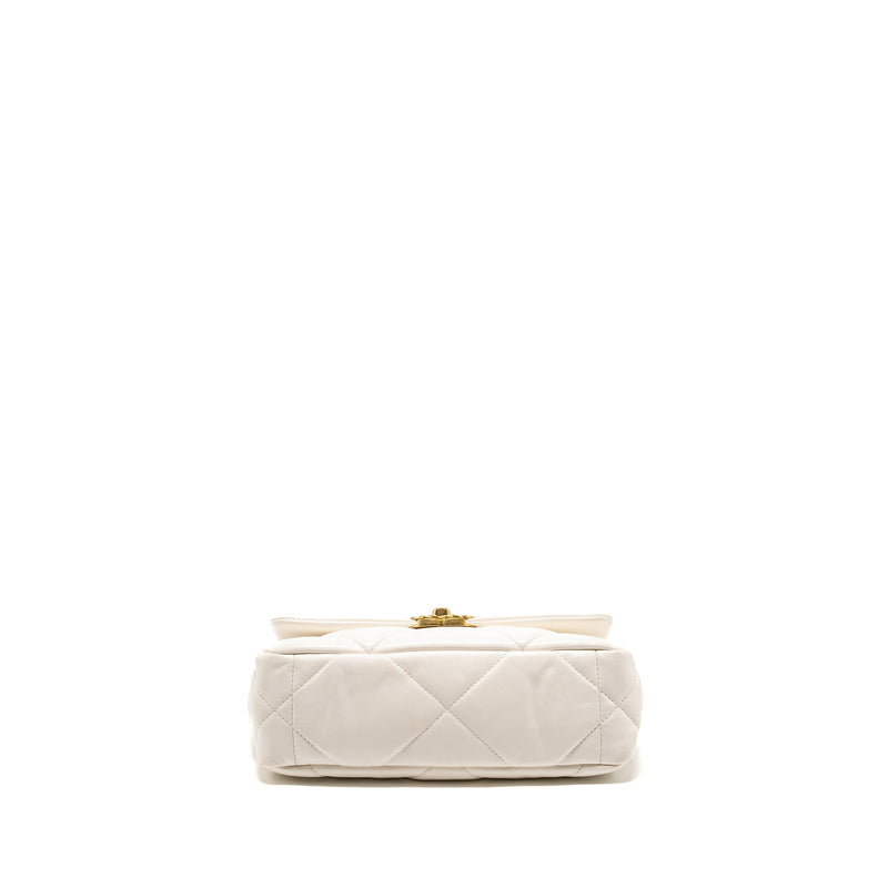 Chanel Small 19 Bag Shiny Lambskin White Multicolour Hardware