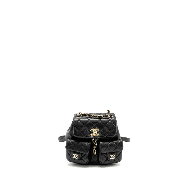 CHANEL 24A Mini Duma Backpack Grained Calfskin Black LGHW (Microchip)