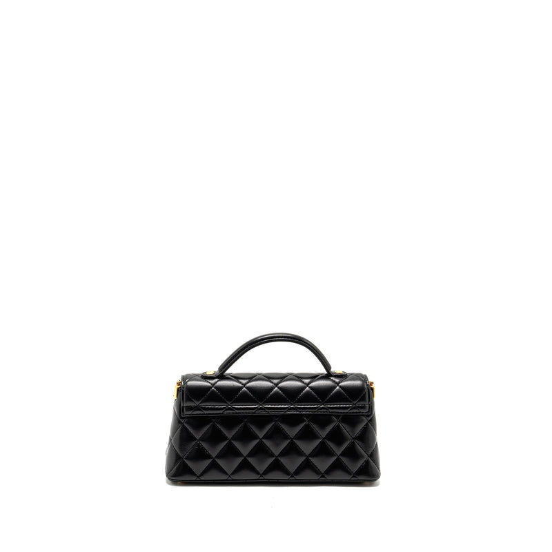 Chanel 25p Top Handle Flap Bag Shiny Lambskin Black GHW(microchip)
