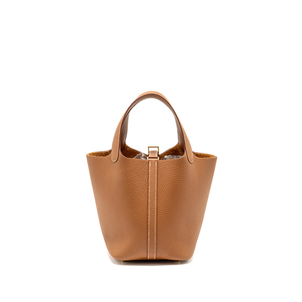 Hermes Picotin 18 Lock Bag Clemence Gold GHW Stamp K