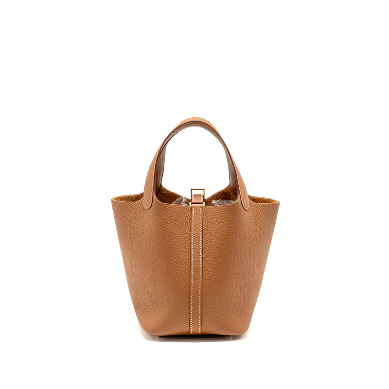 Hermes Picotin 18 Lock Bag Clemence Gold GHW Stamp K