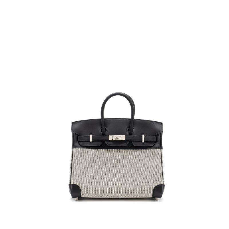 Hermes birkin 25 toile swift / canvas black SHW stamp B