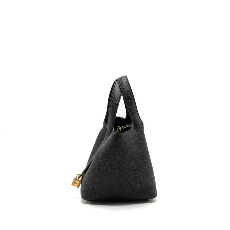 Hermers Picotin 18 Lock Bag Clemence Black GHW Stamp B
