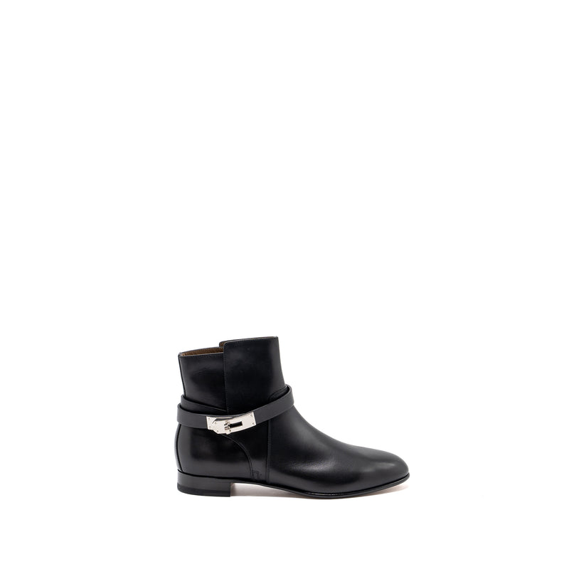 Hermes size 38 neo ankle boots calfskin black SHW