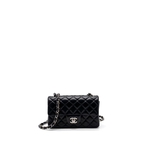 Chanel mini rectangular flap bag lambskin black SHW (MICROCHIP)