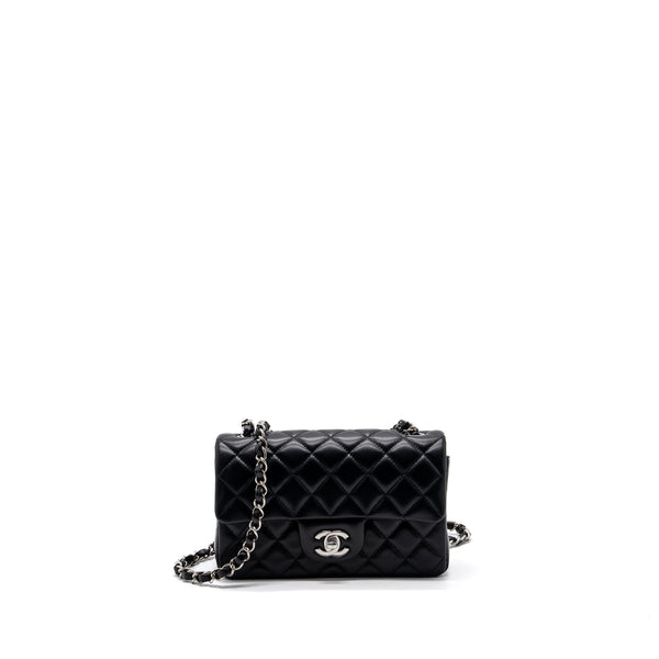 Chanel Mini Rectangular flap bag silver lambskin