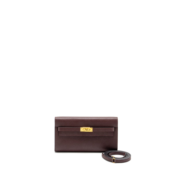 Hermes Kelly To Go Epsom Bordeaux GHW Stamp U