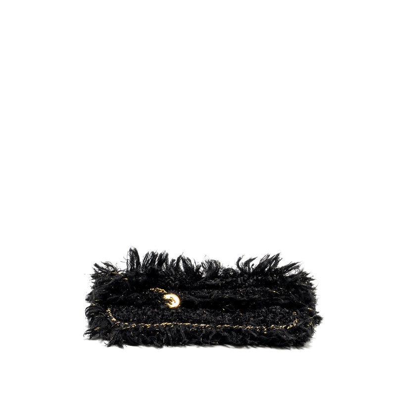 Chanel Fringe Paris Cosmopolite Clutch Tweed Black GHW