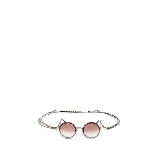 Chanel round sunglasses with chain red