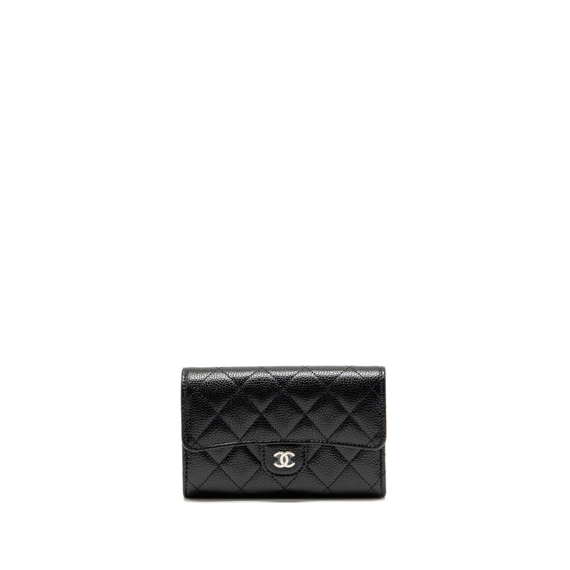 Chanel Classic Flap Wallet Caviar Black SHW (Microchip)