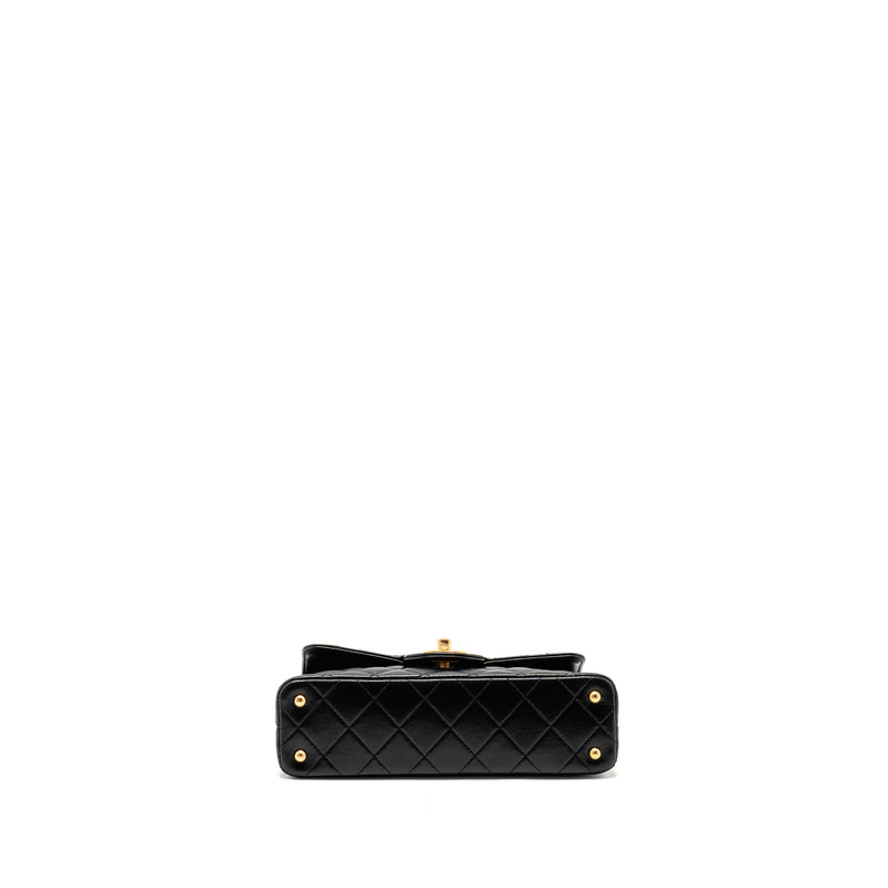 Chanel 25p Top Handle Flap Bag Shiny Lambskin Black GHW(microchip)