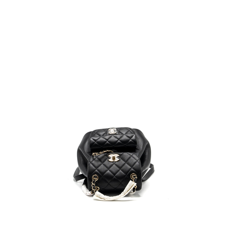 Chanel 24P Mini Duma Backpack Calfskin Black LGHW (Microchip)