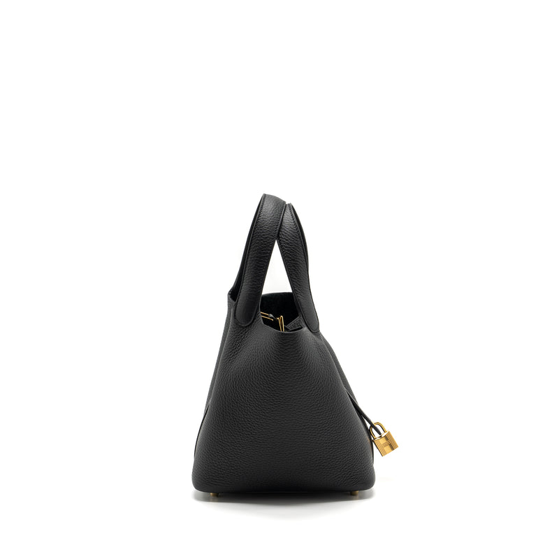 Hermers Picotin 18 Lock Bag Clemence Black GHW Stamp B