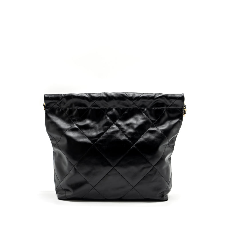 Chanel Small 22 Bag Gold Letter Shiny Calfskin Black GHW (Microchip)