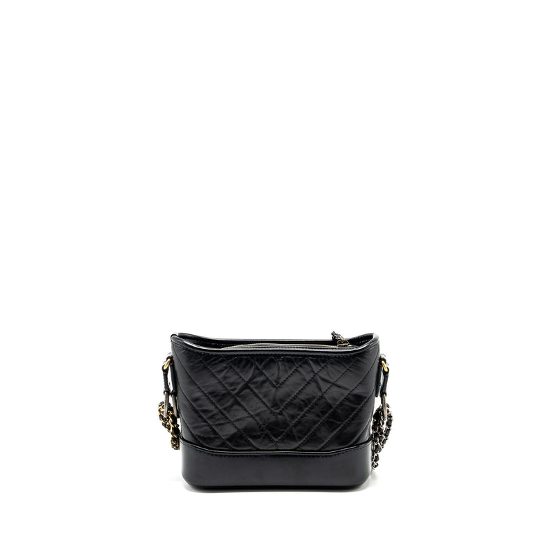 Chanel Small Chevron Gabrielle bag calfskin black multicolour hardware