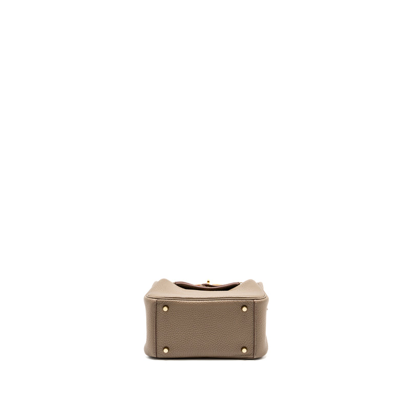 Hermes mini Lindy Clemence Etoupe with Chai-Nata-Blue Brume Strap GHW Stamp W