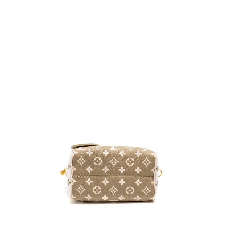Louis Vuitton Speedy 20 Bandouliere Bicolour Monogram Empreinte Leather Khaki/Beige GHW