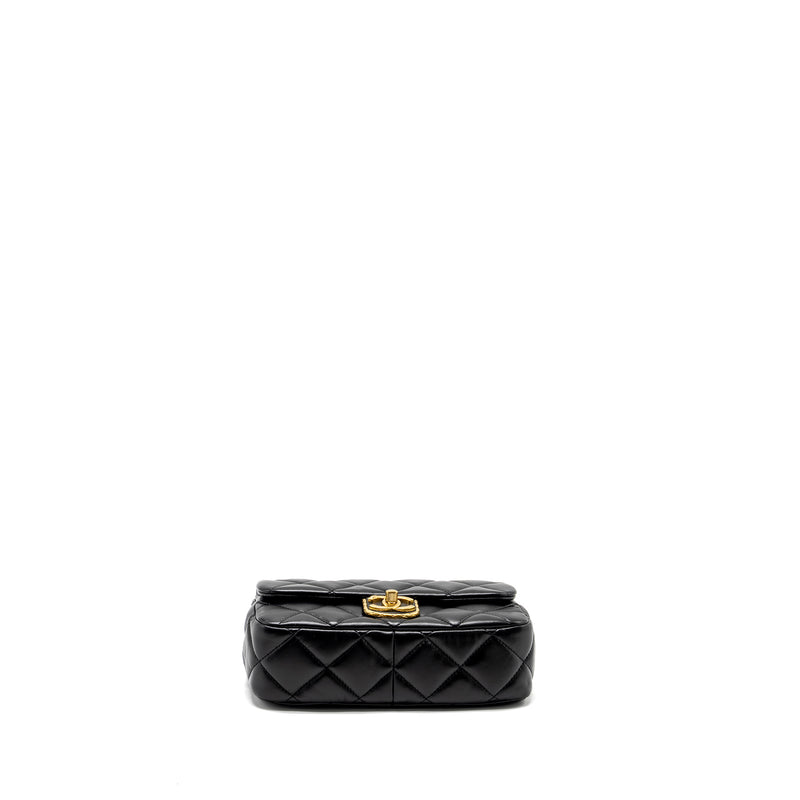 Chanel 22B Mini FlapBag Lambskin Black GHW (Microchip)