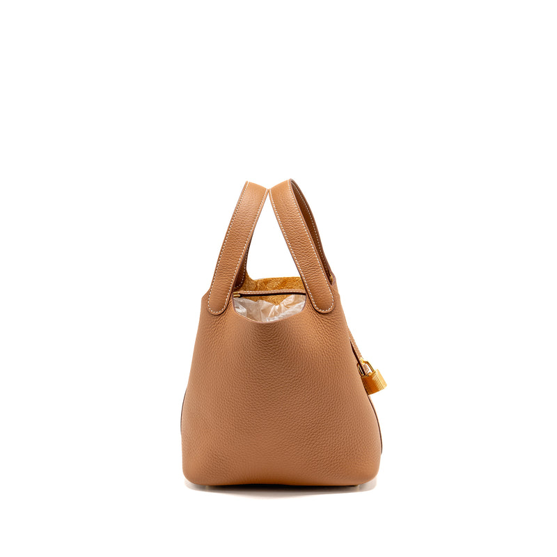 Hermes Picotin 18 Lock Bag Clemence Gold GHW Stamp K